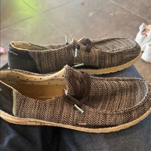 Hey Dude Women's Black, Silver Sparkle and Teal loafers